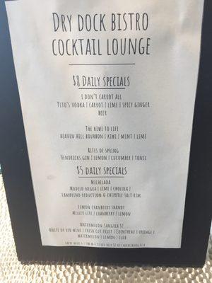 Bar menu