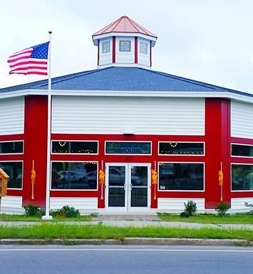 The front of our carousel look for our Golden carousel horses that adorn the building.