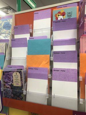 Empty Greeting Card Slots