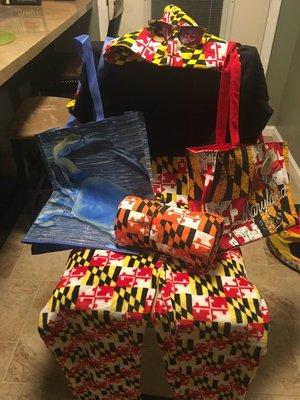 Some Maryland apparel items.