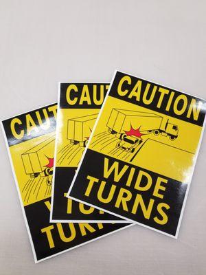 Wide Turn Stickers for Trailers.