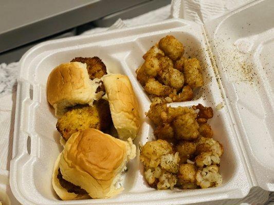 Chicken Sliders .. T Tots