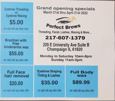 Grand opening special deals