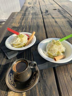 Ashta and Ashta Stretchy Booza with Turkish Cotton Candy and Turkish Coffee