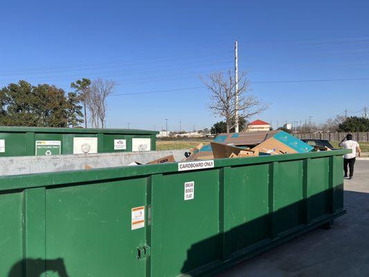 Cardboard and plastic film are the only non-commingled bins