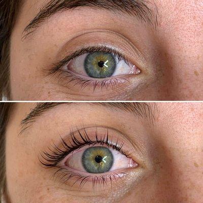 before and after lash lift