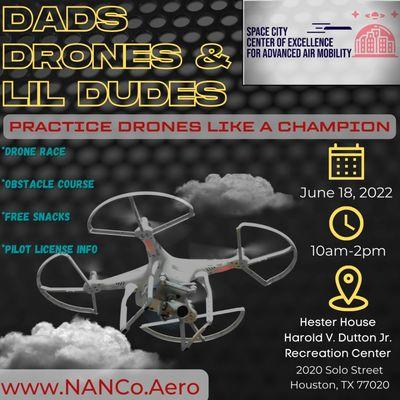 Yes, we do aerial photography. Check out this event for the Lil Dudes! Register at https://SpaceCityCOE.org

Ask for Action One Media.