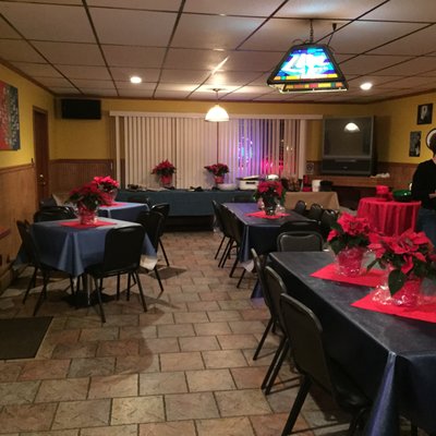 Dining room available for Sat. parties. Message me on Goal Post Facebook page. Discounts for groups of 20 -40 people.