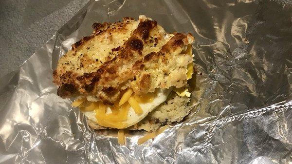 Keto bagel with egg and cheese