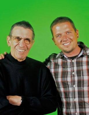 Leonard Nimoy and Noah Clark filming a promo at Station 22