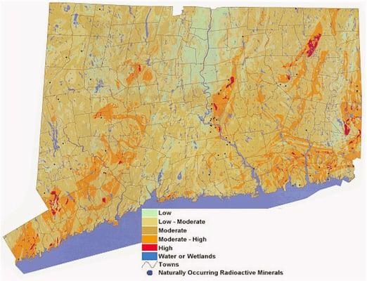 Radon map of Connecticut