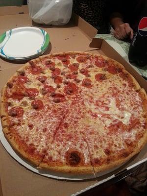 1/2 Cheese 1/2 Pepperoni & Sausage