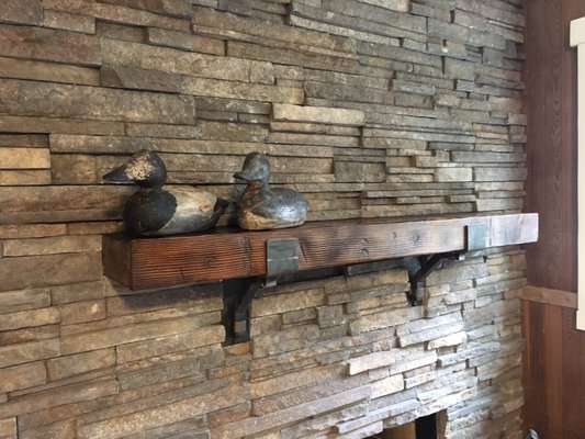 Nice cultured stone around the custom mantel