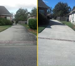 Driveway, sidewalk, walkway surface pressure washing  makes concrete and pavers look like new again.