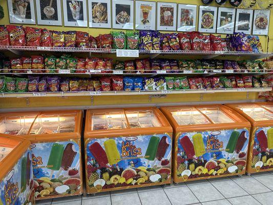 Mexican ice creams and chips.