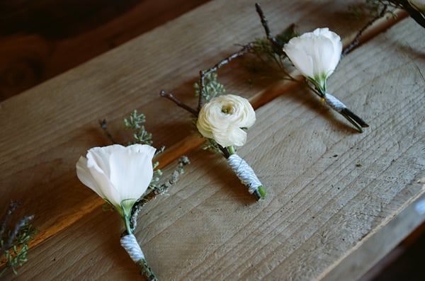 A simple rustic boutonniere for the man in your life.