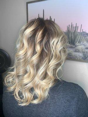 Root smudge with hand painted blonde