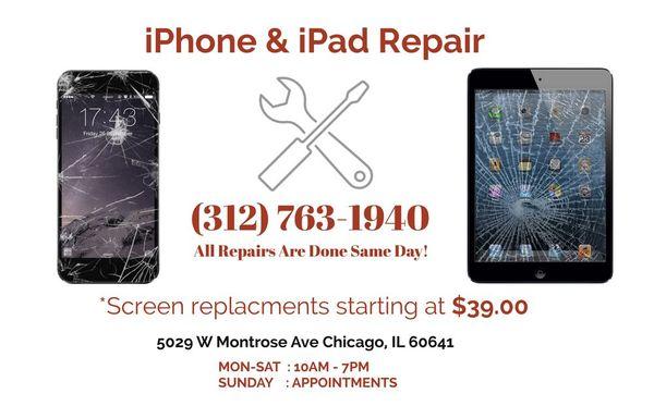 Crazy incidents happen! Cracked screens happen! Come by today and let us take care of that for. All iPhone repairs done in under 30 minutes.