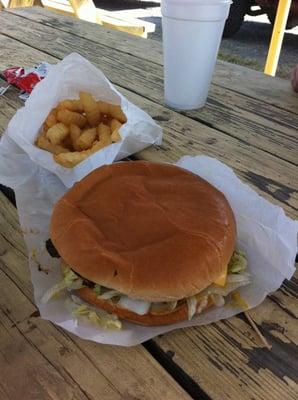 Hubcap Burger and crinkle fries....get that!