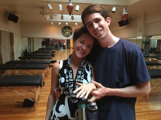 She said "Yes!" This gorgeous young couple got engaged in our San Diego massage class!