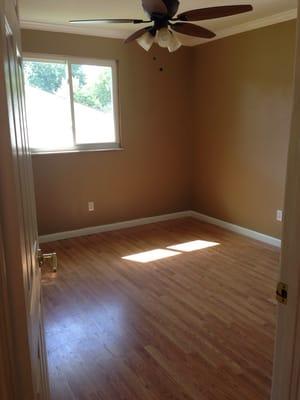 New crown molding, hardwood floors, and windows.