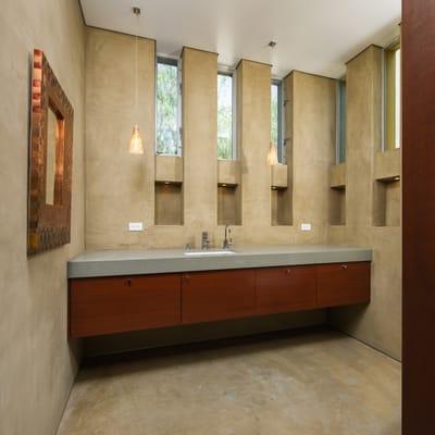 Floating Cabinet, Stained Rift Oak with Caesarstone top, Pasadena residence