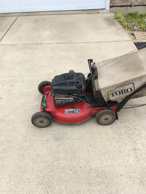 Used toro self propelled mower fresh oil new air filter and spark plug blade has sharpened asking $80.00 or obo