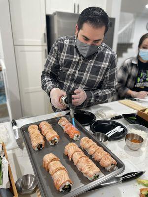 Kaiyo Sushi Catering specialty Salmon Ceviche Roll.