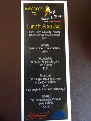 Daily lunch specials