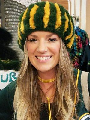 Green and gold fur accessories