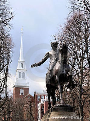 View from Hanover Street at the Prado.  Follow the Freedom Trail.