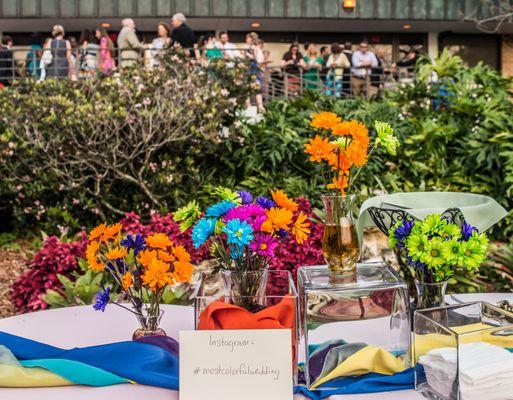 Cocktail hour set up, Nellie's staff added these flowers to coordinate with my hashtag :)  Photo by Nathan Baerreis Photography