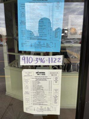 Menu and curbside number