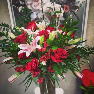 Romantic lilies and roses