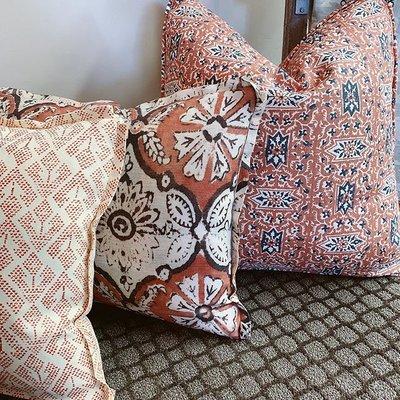 Custom Pillows Upholstered in Shop by Renga Brothers Interiors.