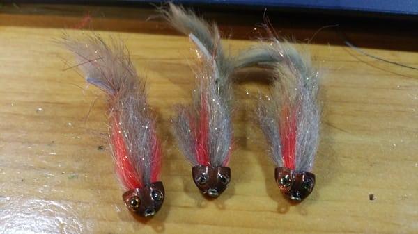 Sculpin patterns with Fishskullz. All streamers are custom tied in the shop.