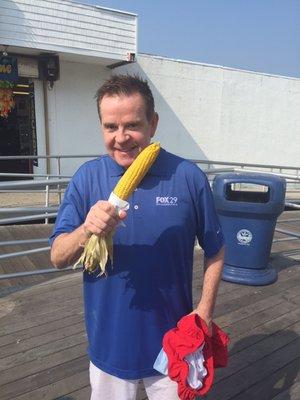 Mike Jerrick Fox 29 enjoying Corny Island Corn with Spicy Cajun Butter!