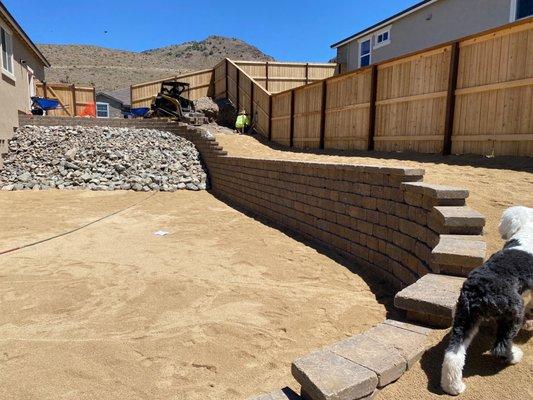 Trail and wall construction.