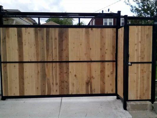 Iron Frame Wooden Slide Gate