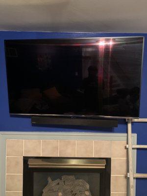 Tv mounted on wall