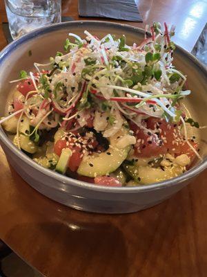 Poke salad is the best!!  Micro greens, watermelon, tuna, cucumber, radish plus.