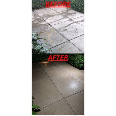 Before and after using our pressure washing services.