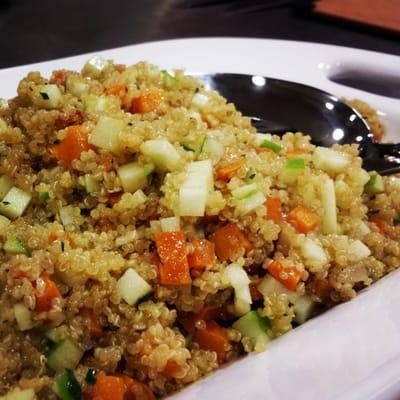 Warm Quinoa Salad with Apples and Sweet Potatoes. (This dish convinced my neighbor that he doesn't hate fruit & veg after all!)