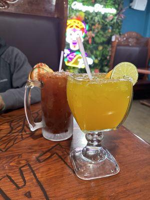 Mango margarita and Michelada