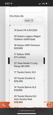 This is the price Subaru WRX on one part of the site look at other photos