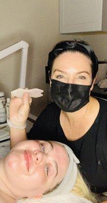 Smiling client / Gua Sha facial massage