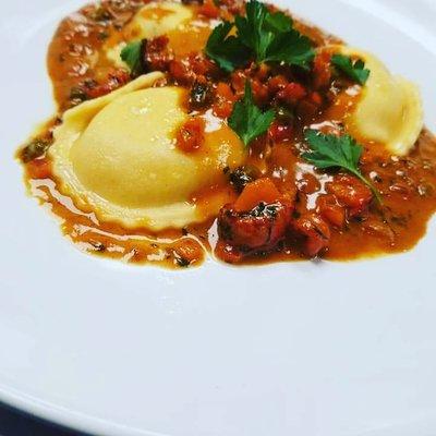 Lobster Ravioli with a Crawfish Etouffee sauce