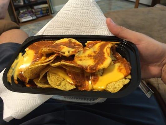 Nachos with chili and cheese!!