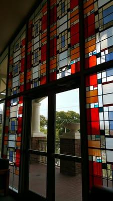 Stained glass upstairs. Unfortunately, the balcony doors were locked.