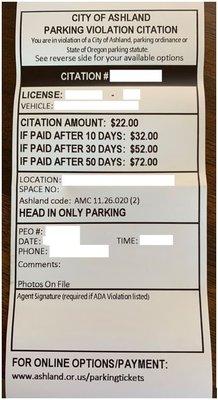 DISGUSTING CITY PRACTICES SCARE AWAY VISITORS! They give scam tickets for people safely backing up into their parking spots!